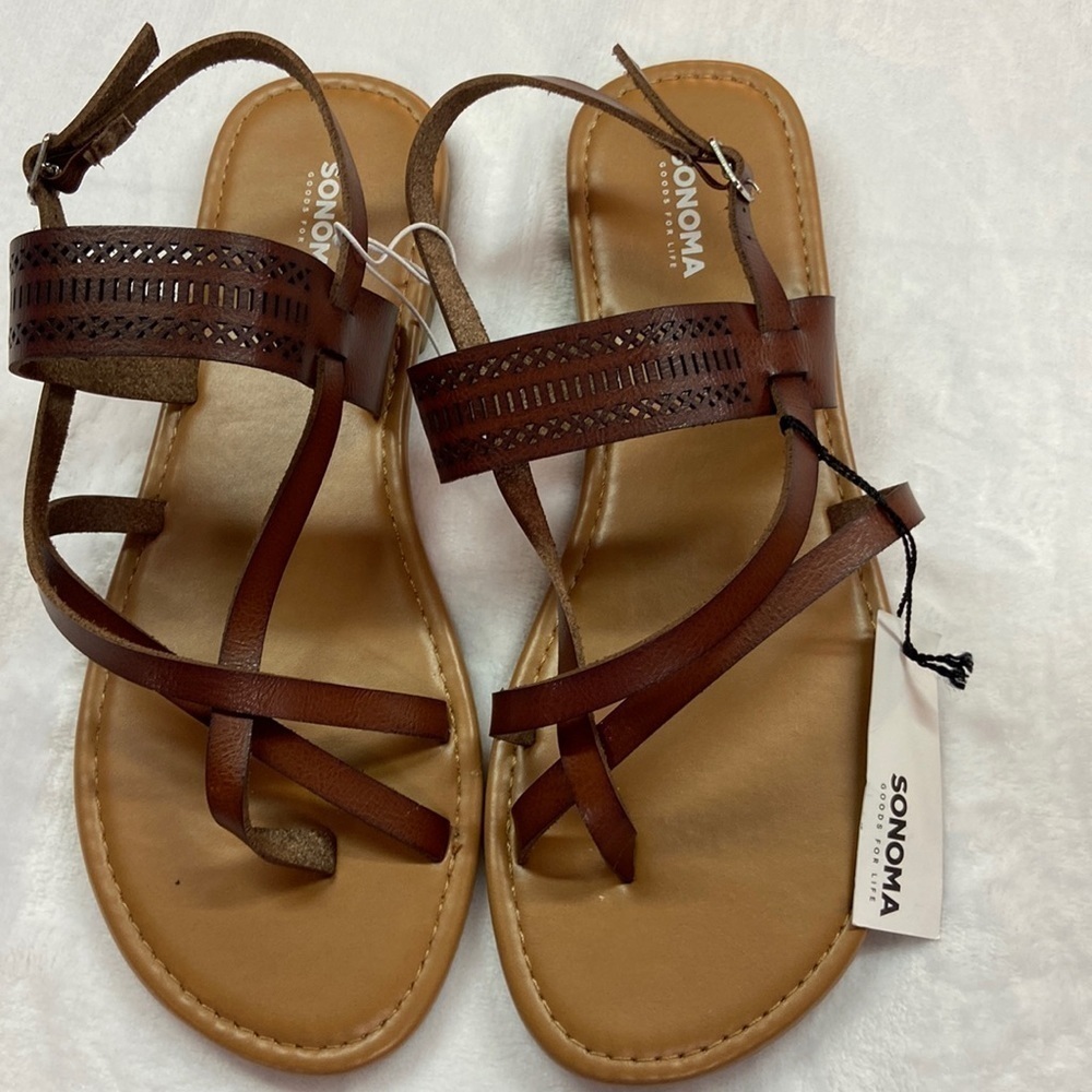 Sonoma Beagle Brown Thong Sandals w/ Cutouts NWT Size XL Med